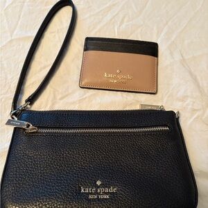Kate Spade Black and Gold Wristlet with Cardholder Wallet